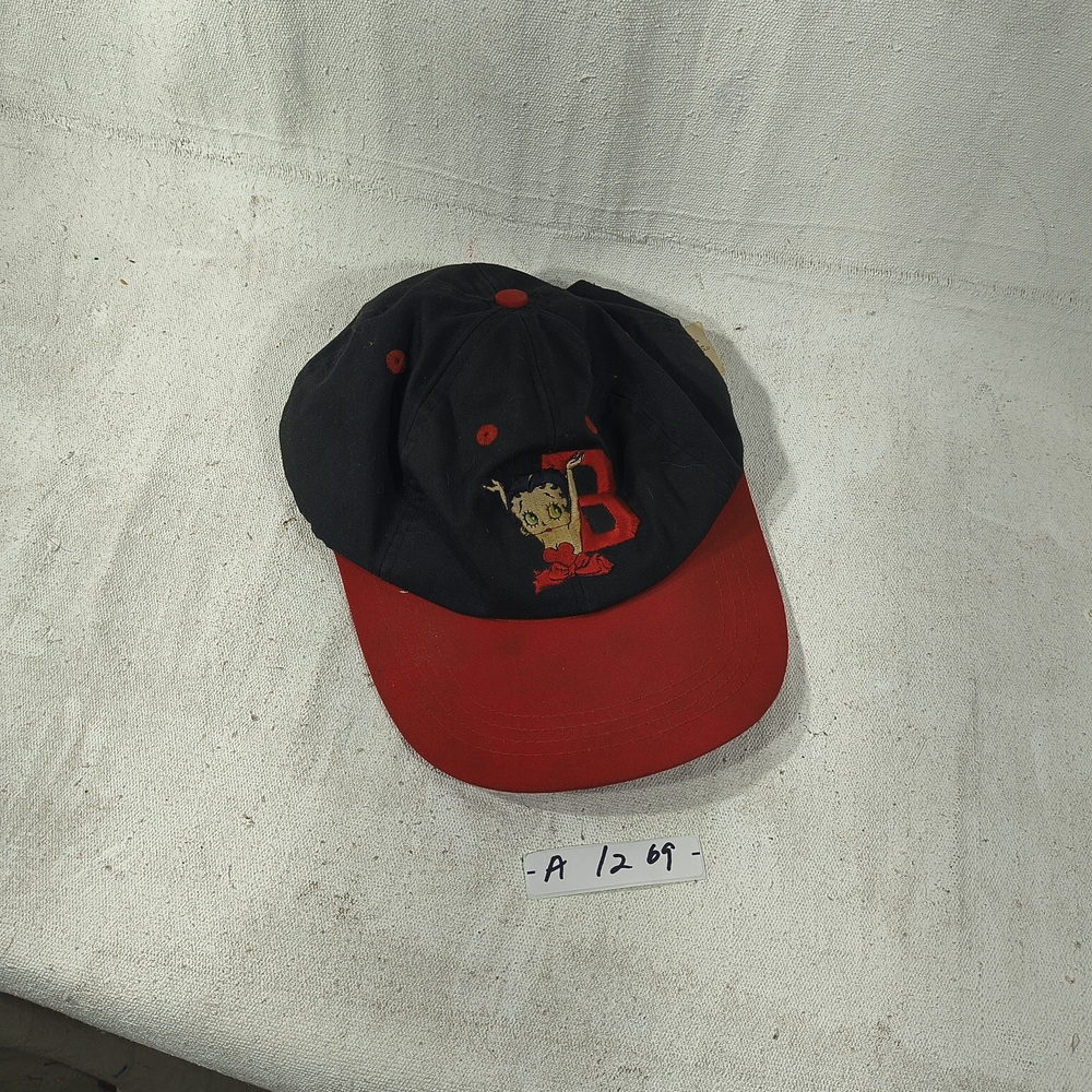 Vintage Women's Betty Boop Red and Black Adjustable Cap